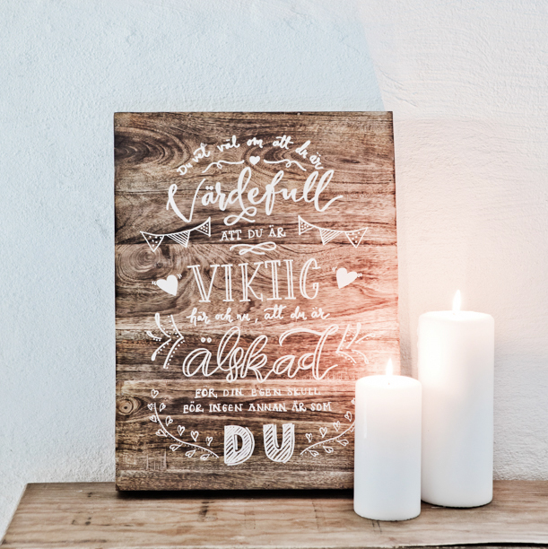Tavla Värdefull från Majas Lyktor och Barncancerfonden